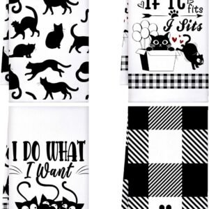4 Pc Cat Kitchen Towel Set.
