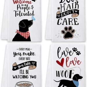 4 Pc Dog Kitchen Towel Set.